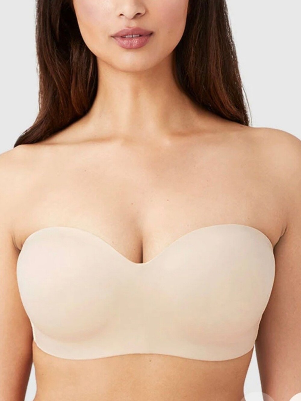 NEW WACOAL Wire Free Nude Strapless Bra Seamless Convertible Straps Smooth Cups